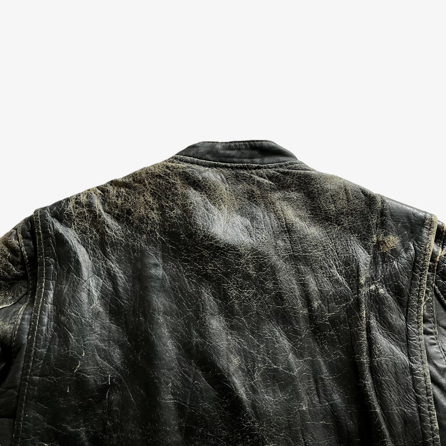 Vintage 60s Mens Brooks Sportswear Black Leather Biker Jacket Collar - Casspios Dream