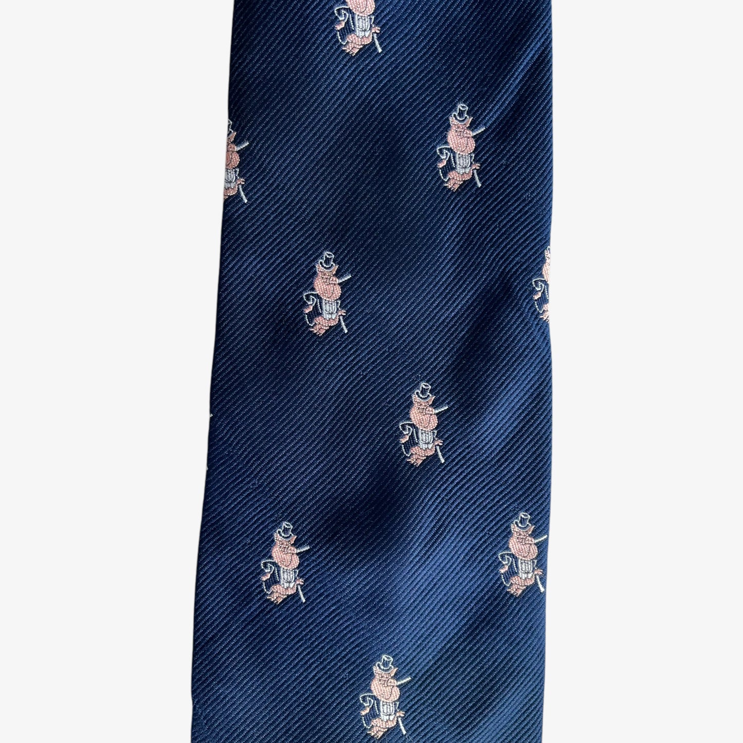Vintage 70s Tietanic Inc 1972 The Male Chauvinist Pig Geometric Print Navy Polyester Tie Logo - Casspios Dream