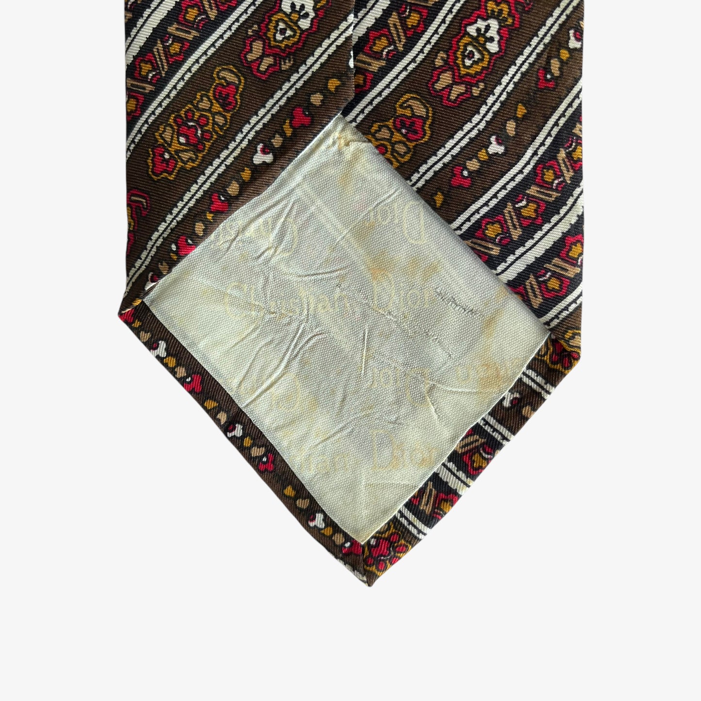 Vintage 80s Christian Dior Cravates Abstract Striped Silk Tie Wear - Casspios Dream