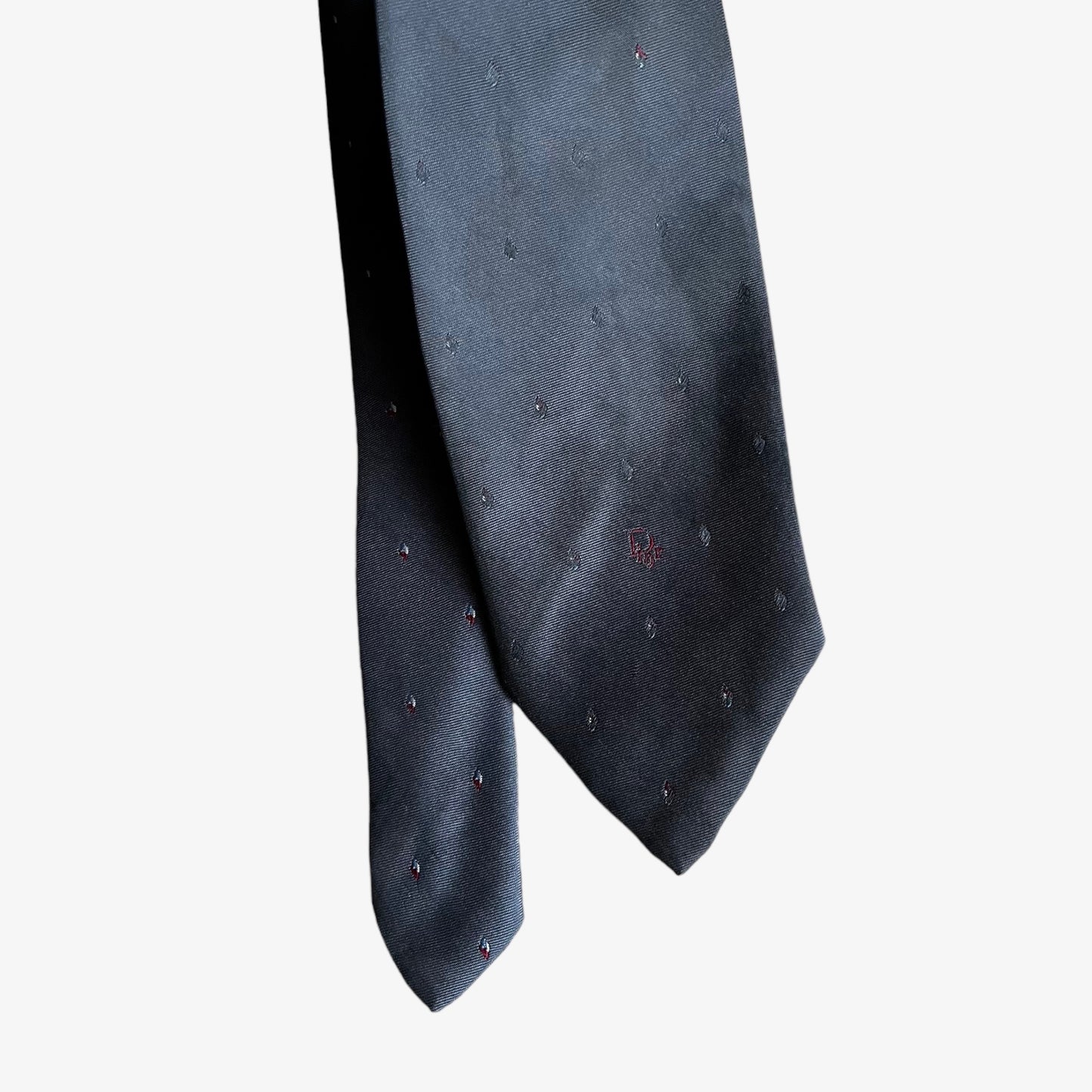 Vintage 80s Christian Dior Geometric Print Grey Tie Mark - Casspios Dream