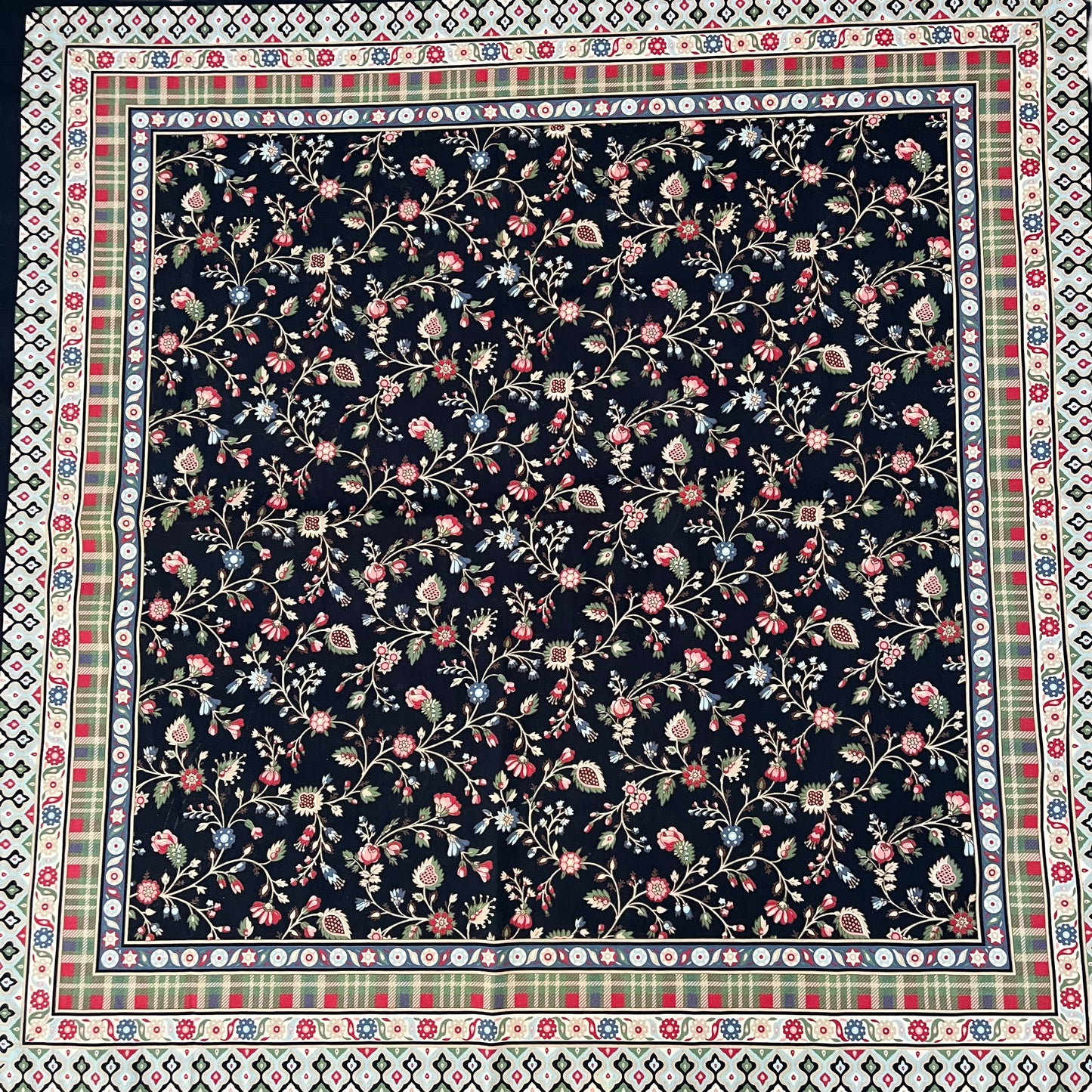 Vintage 80s Donaldson Disney Floral Print Cotton Scarf Pattern - Casspios Dream