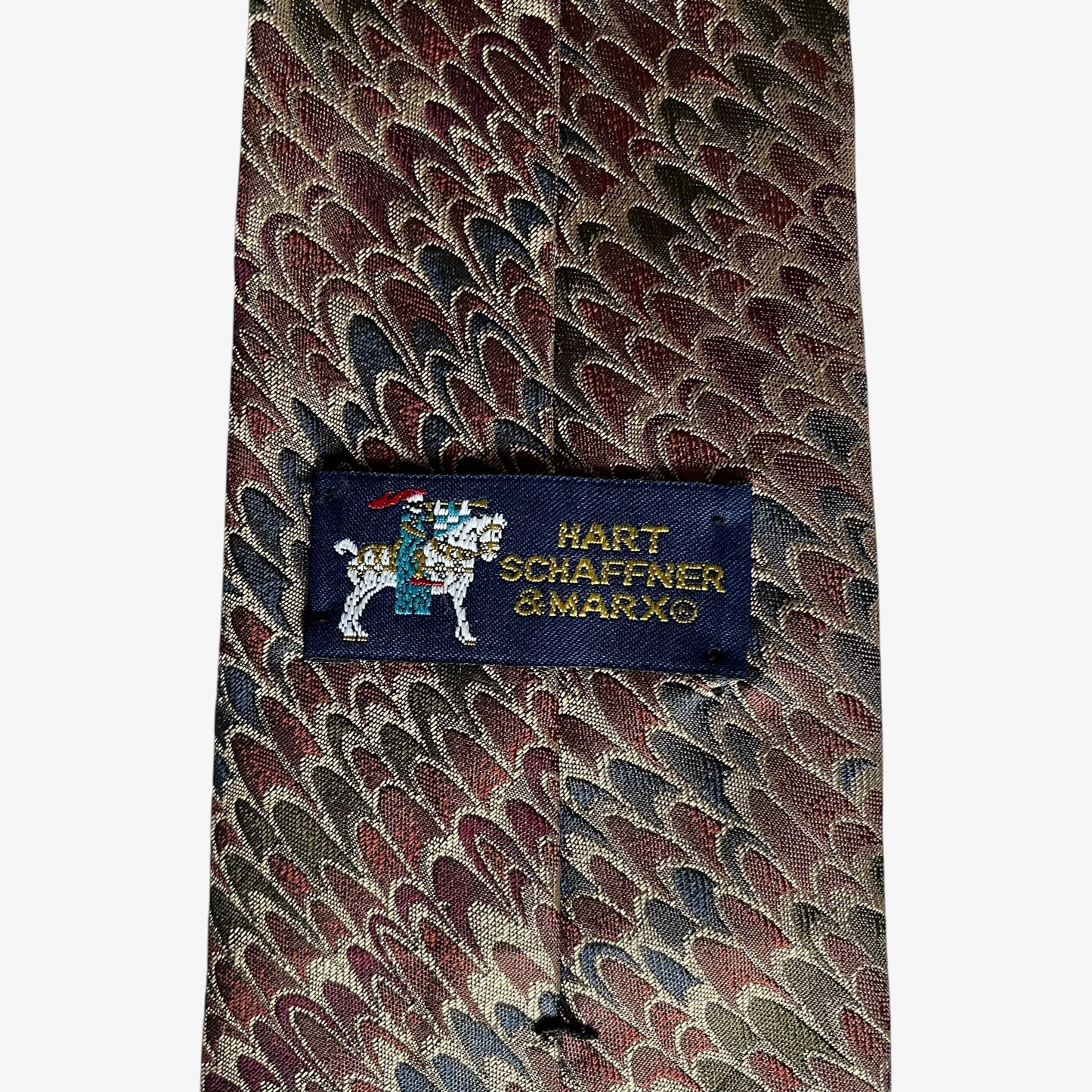 Vintage 80s Hart Schaffner And Marx Abstract Swirl Print Silk Tie Label - Casspios Dream
