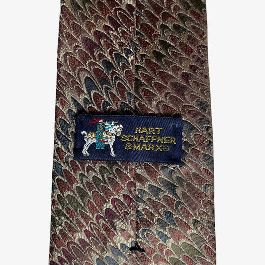 Vintage 80s Hart Schaffner And Marx Abstract Swirl Print Silk Tie Label - Casspios Dream