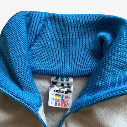 Vintage 80s Mens Adidas Ventex Blue And Grey Track Jacket Label - Casspios Dream