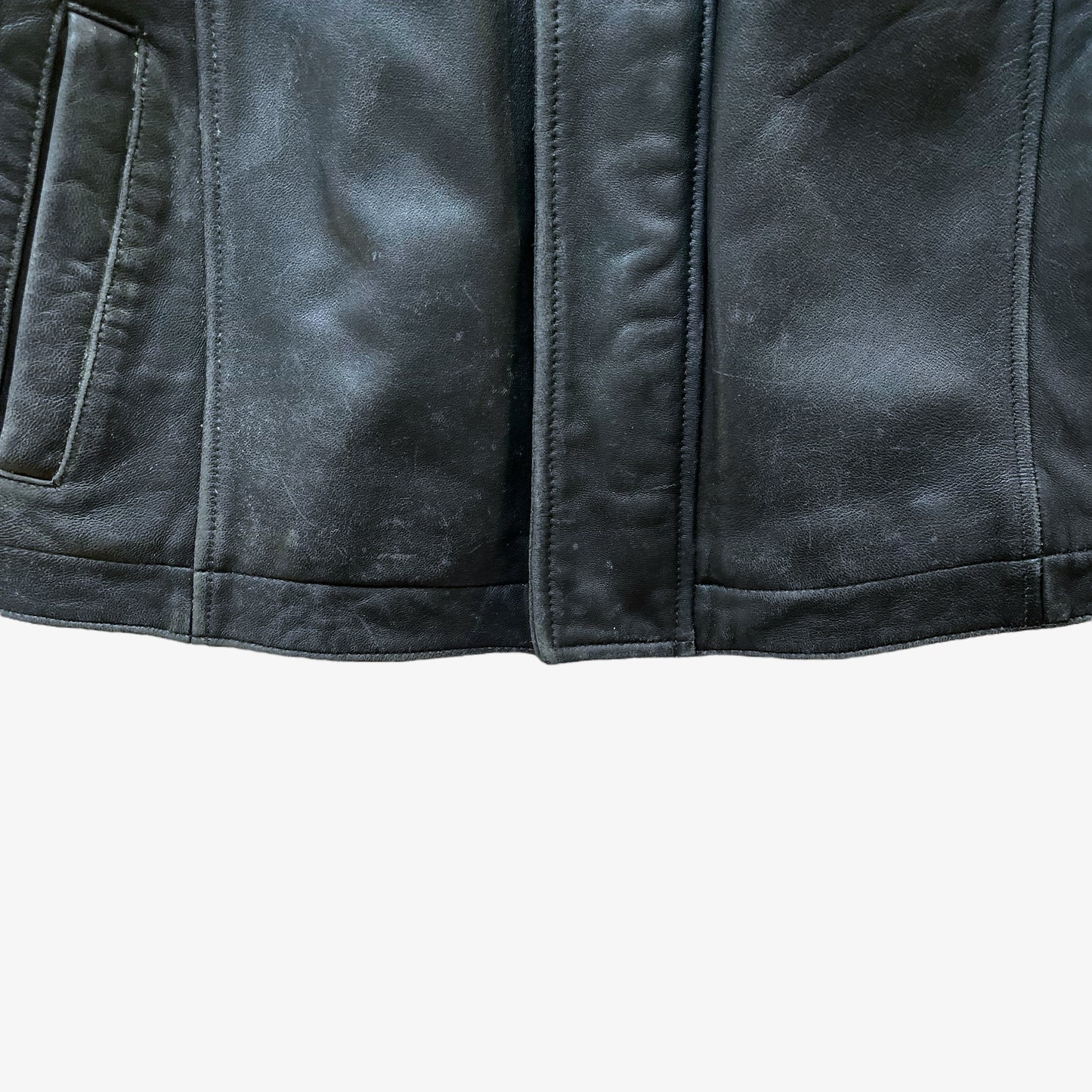 Vintage 80s Mens Balmain Paris Black Leather Jacket Hem - Casspios Dream