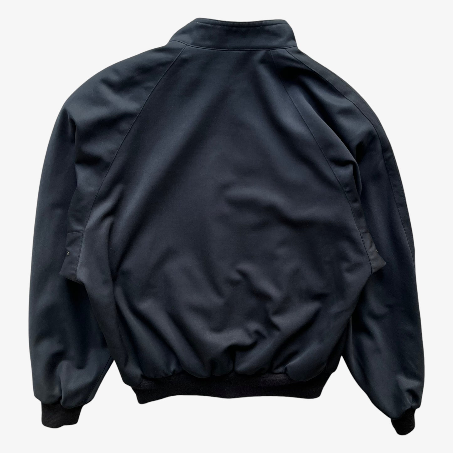 Vintage 80s Mens Gucci Navy Driving Jacket With Shoulder Pads Back - Casspios Dream