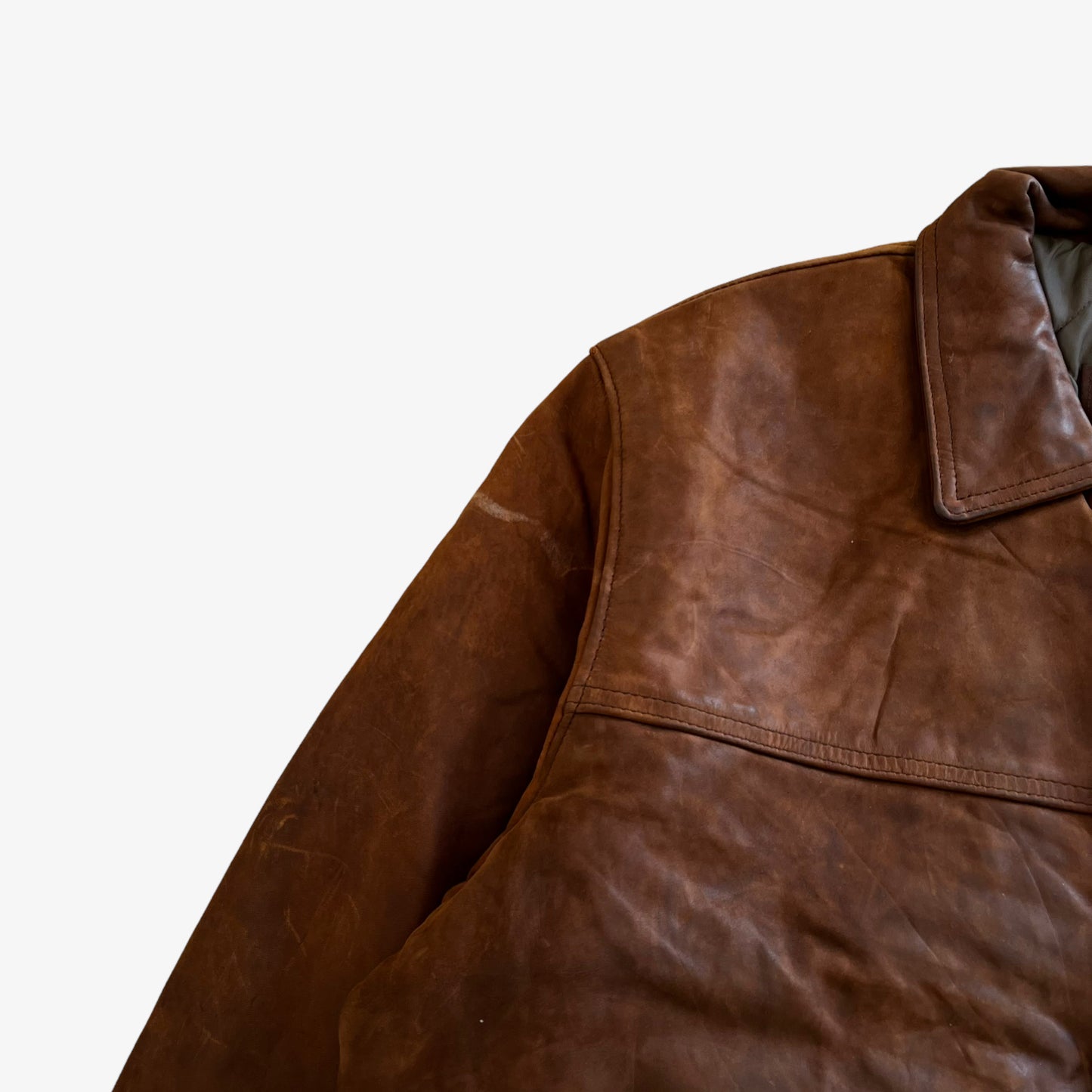 Vintage 80s Mens Schott Dark Brown Leather Jacket Shoulder - Casspios Dream