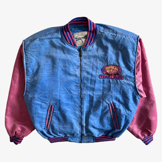 Vintage 80s Mens Take Five Washington Rugby Championship Faded Blue And Red Varsity Jacket - Casspios Dream