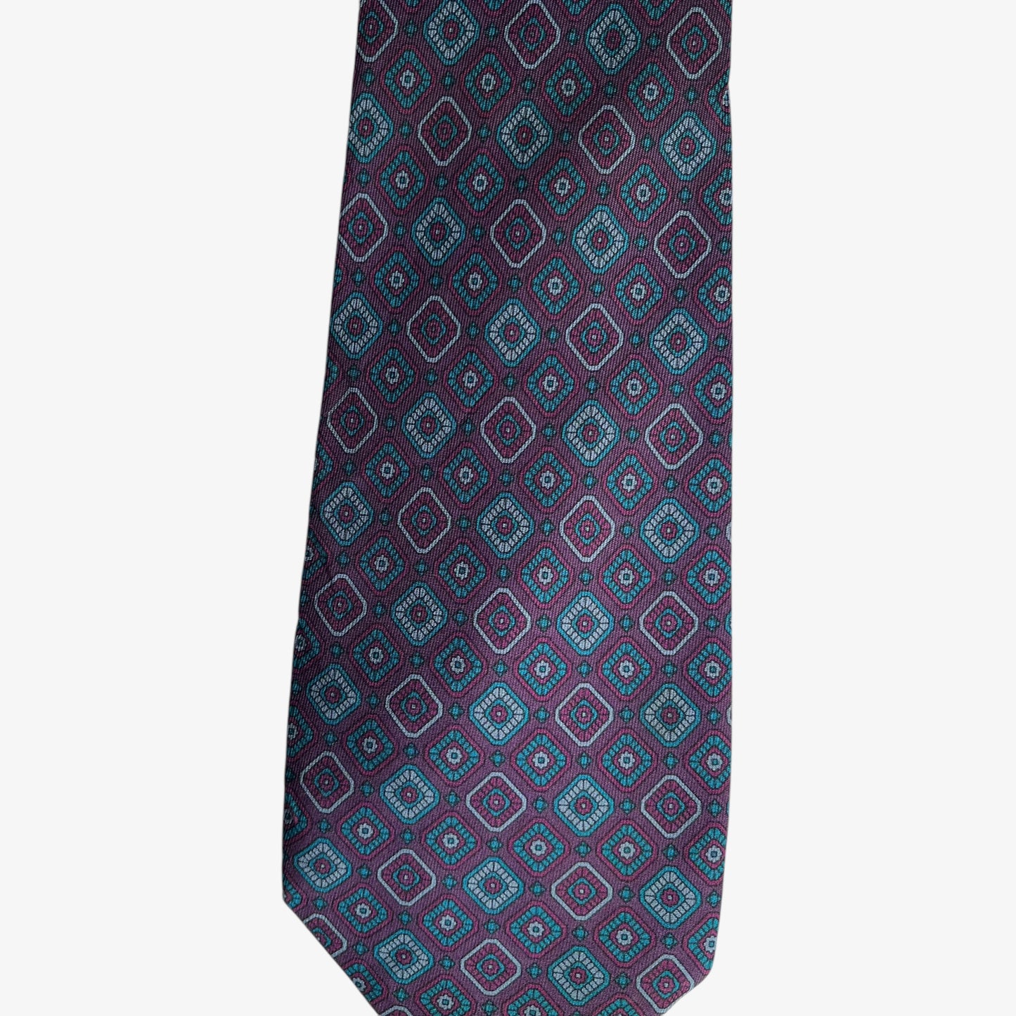 Vintage 80s Nina Ricci Geometric Print Purple Silk Tie Abstract - Casspios Dream