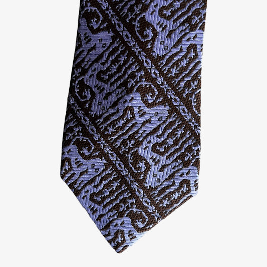 Vintage 80s Tie Rack Abstract Animal Print Brown & Purple Polyester Tie Pattern - Casspios Dream