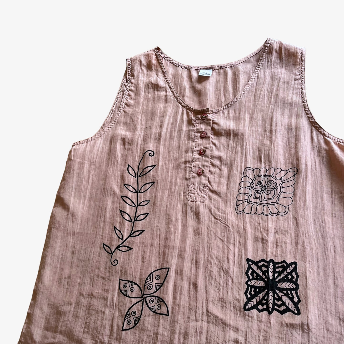 Vintage 80s Womens Abstract Floral Print Pink Silk Top Vest - Casspios Dream