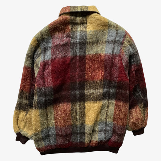 Vintage 80s Womens Colourful Tartan Print Wool Blend Jacket Back - Casspios Dream