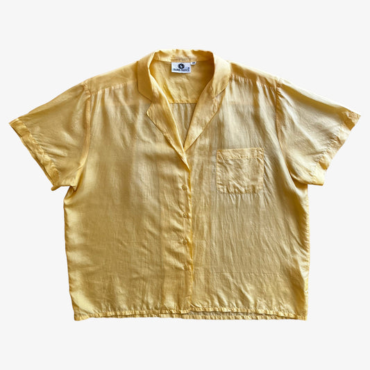 Vintage 80s Womens Marie France Yellow Short Sleeve Silk Shirt - Casspios Dream