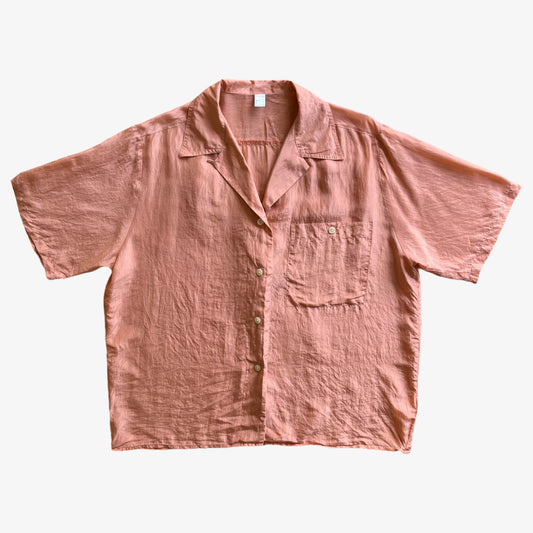 Vintage 80s Womens Pink Short Sleeve Silk Shirt - Casspios Dream