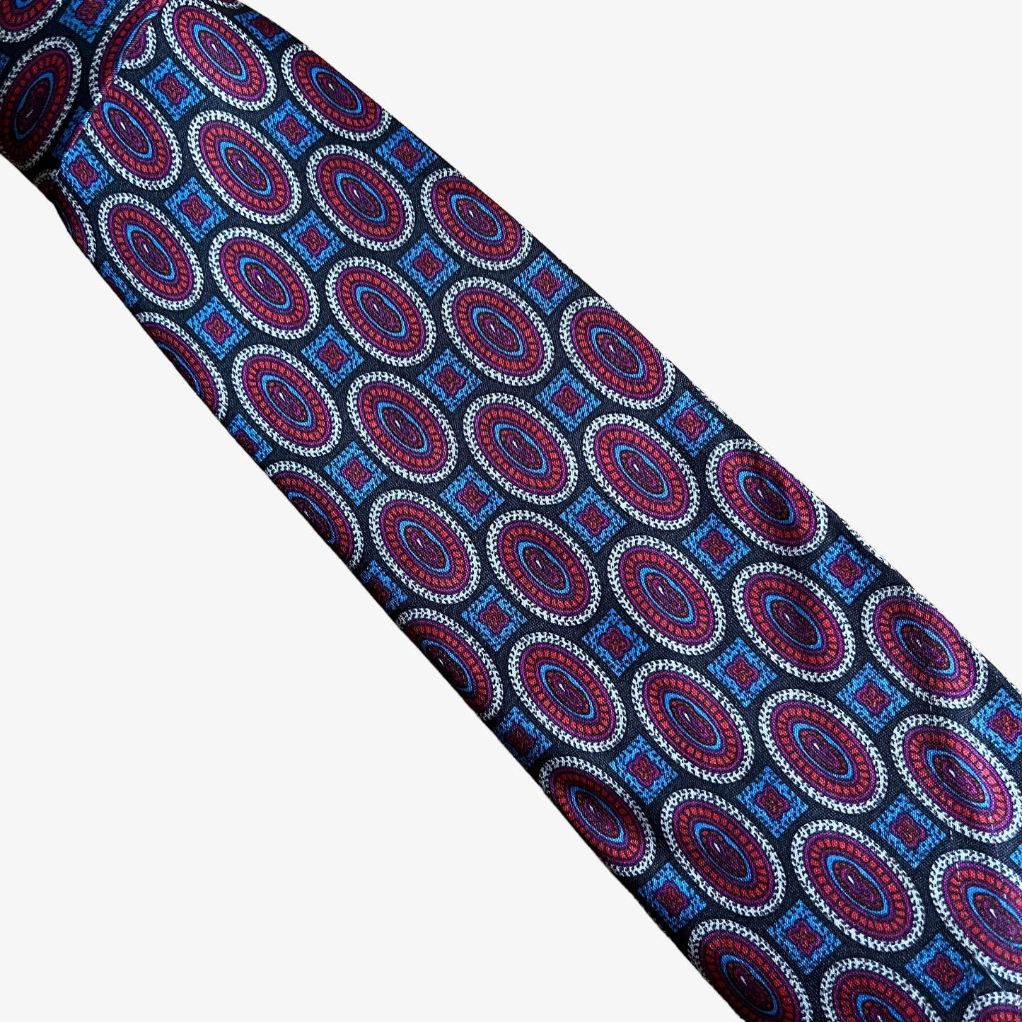 Vintage 80s Yves Saint Laurent Abstract Print Silk Tie Geometric - Casspios Dream
