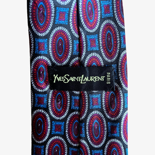 Vintage 80s Yves Saint Laurent Abstract Print Silk Tie Label - Casspios Dream