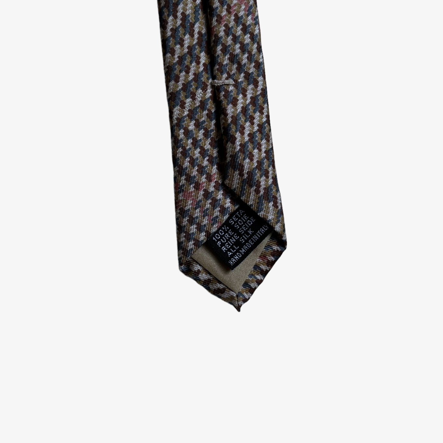 Vintage 90s Abercrombie & Fitch Houndstooth Golf Print Silk Tie Italy - Casspios Dream