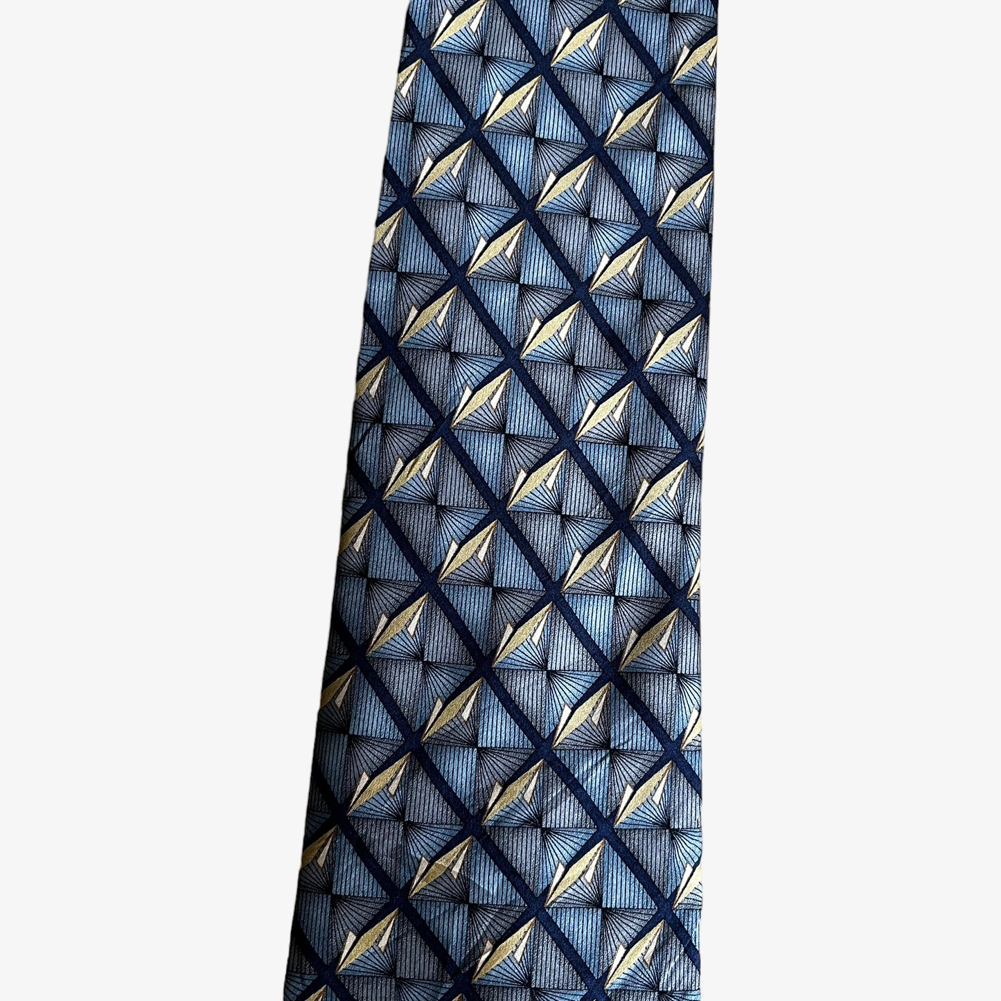 Vintage 90s Bill Blass Black Label Abstract Art Deco Print Silk Tie Geometric - Casspios Dream
