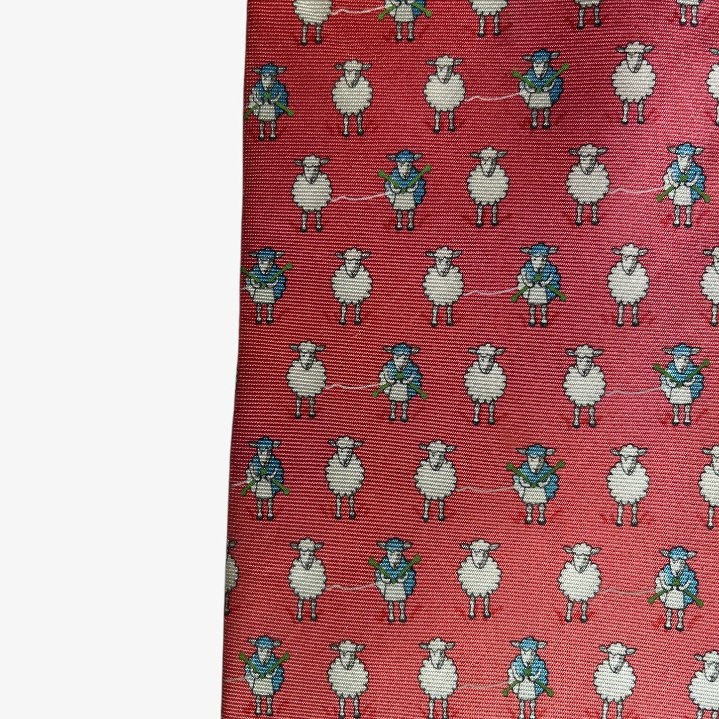 Vintage 90s Brooks Brothers Makers Geometric Knitting Sheep Print Pink Silk Tie Wear - Casspios Dream