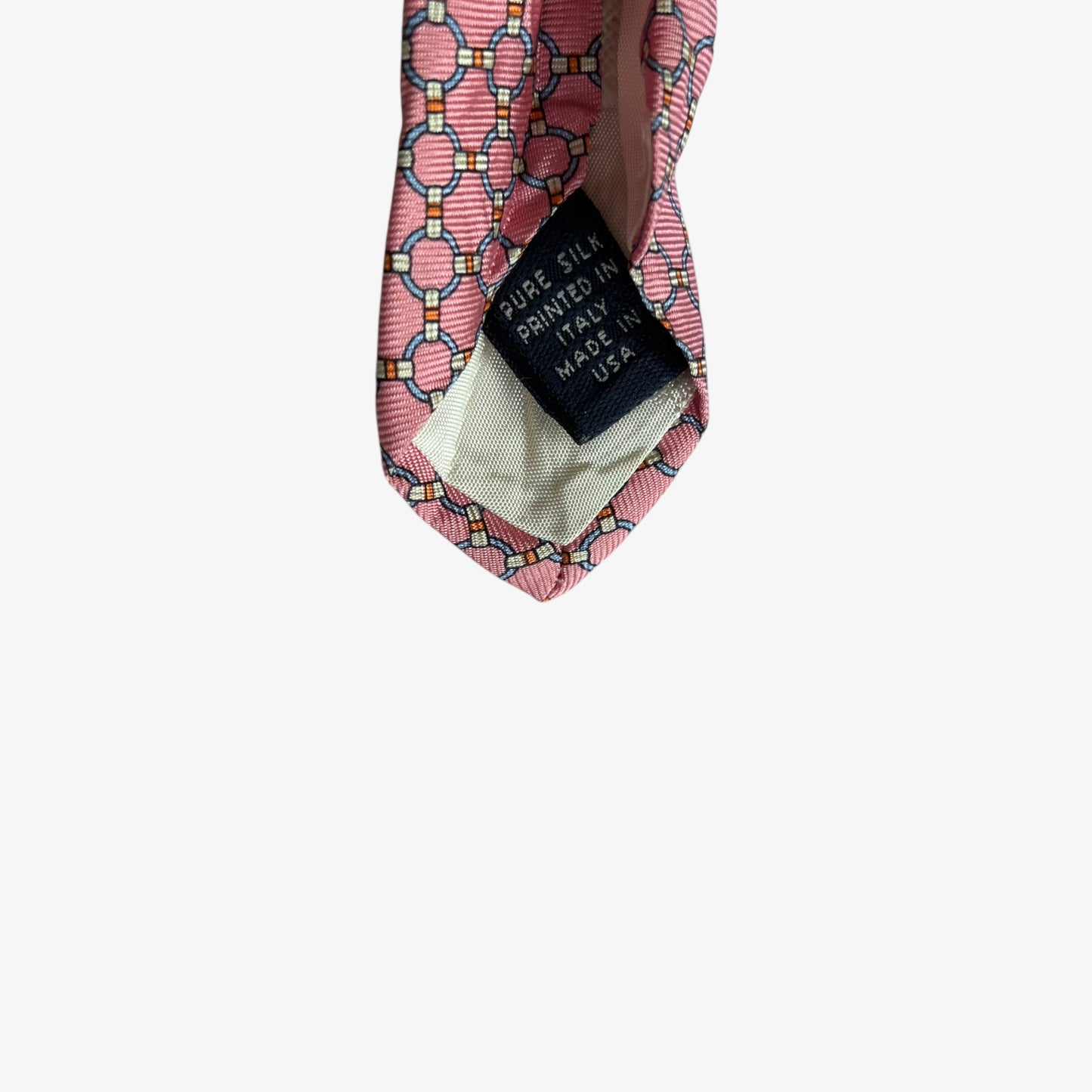 Vintage 90s Brooks Brothers Makers Geometric Print Pink Silk Tie Made In USA - Casspios Dream