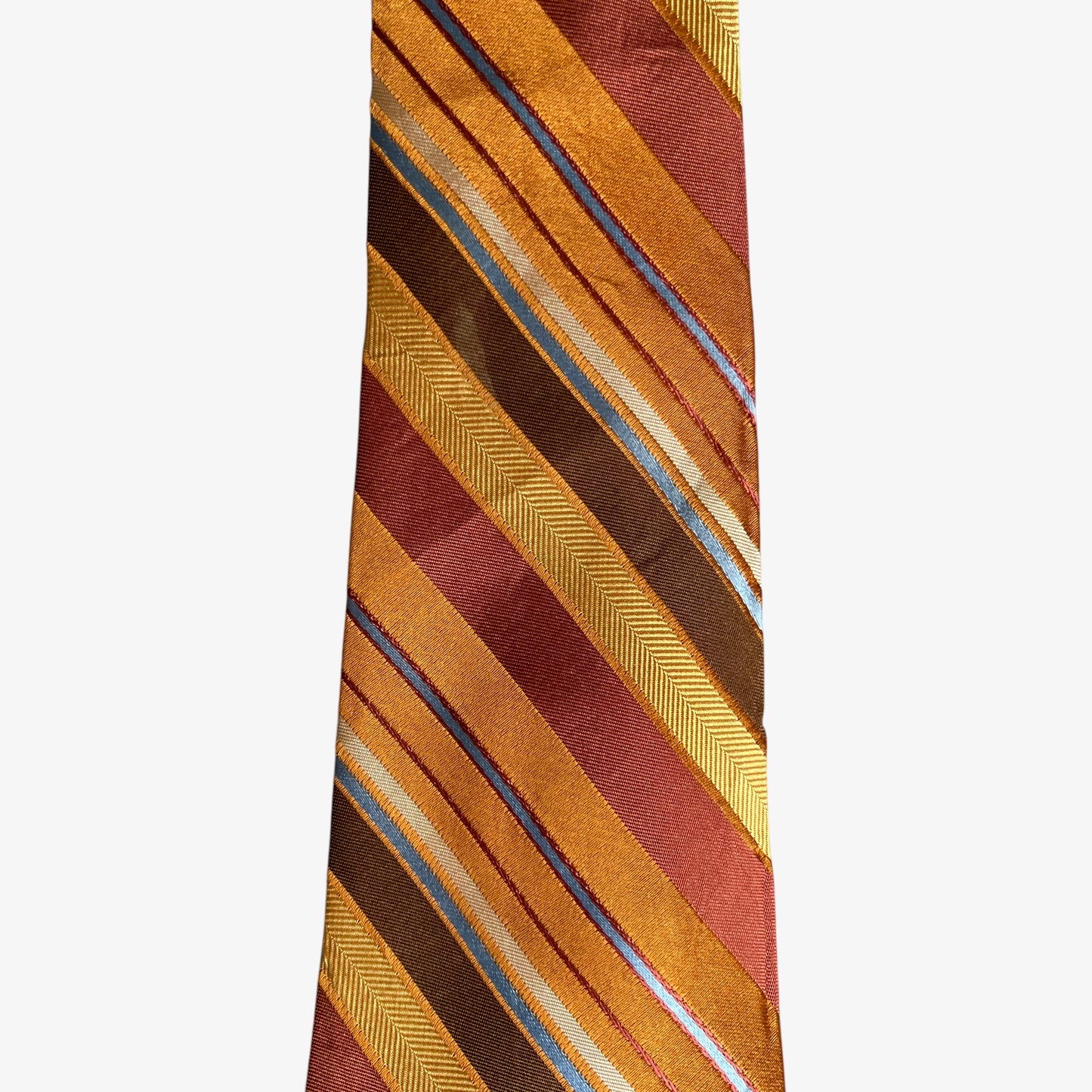 Vintage 90s DKNY Orange Brown And Blue Striped Silk Tie Wear - Casspios Dream