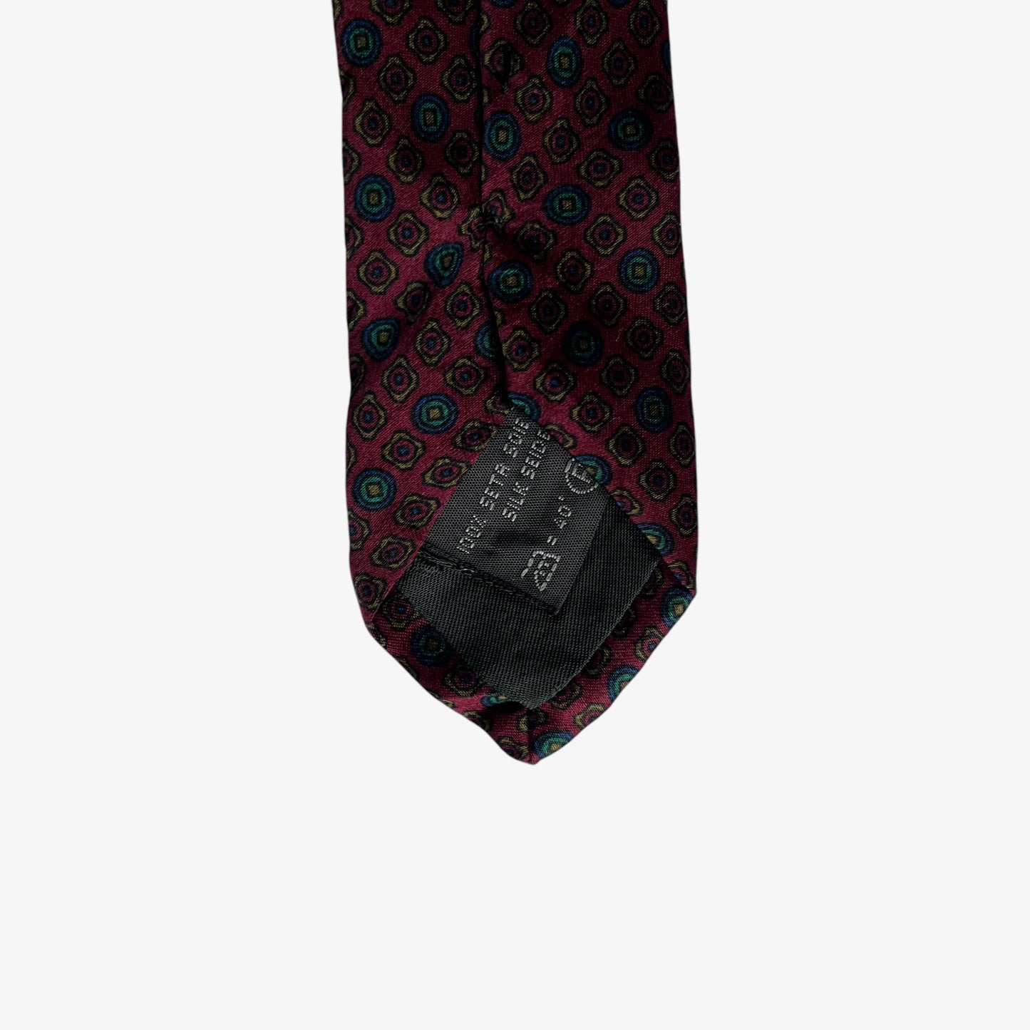 Vintage 90s Ermenegildo Zegna Geometric Print Red Silk Tie Made In Italy - Casspios Dream