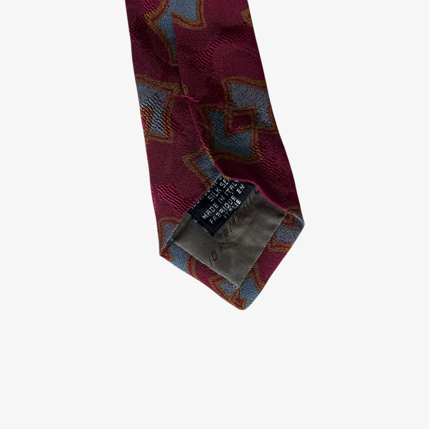 Vintage 90s Giorgio Armani Cravatte Geometric Abstract Print Red Silk Tie Made In Italy - Casspios Dream