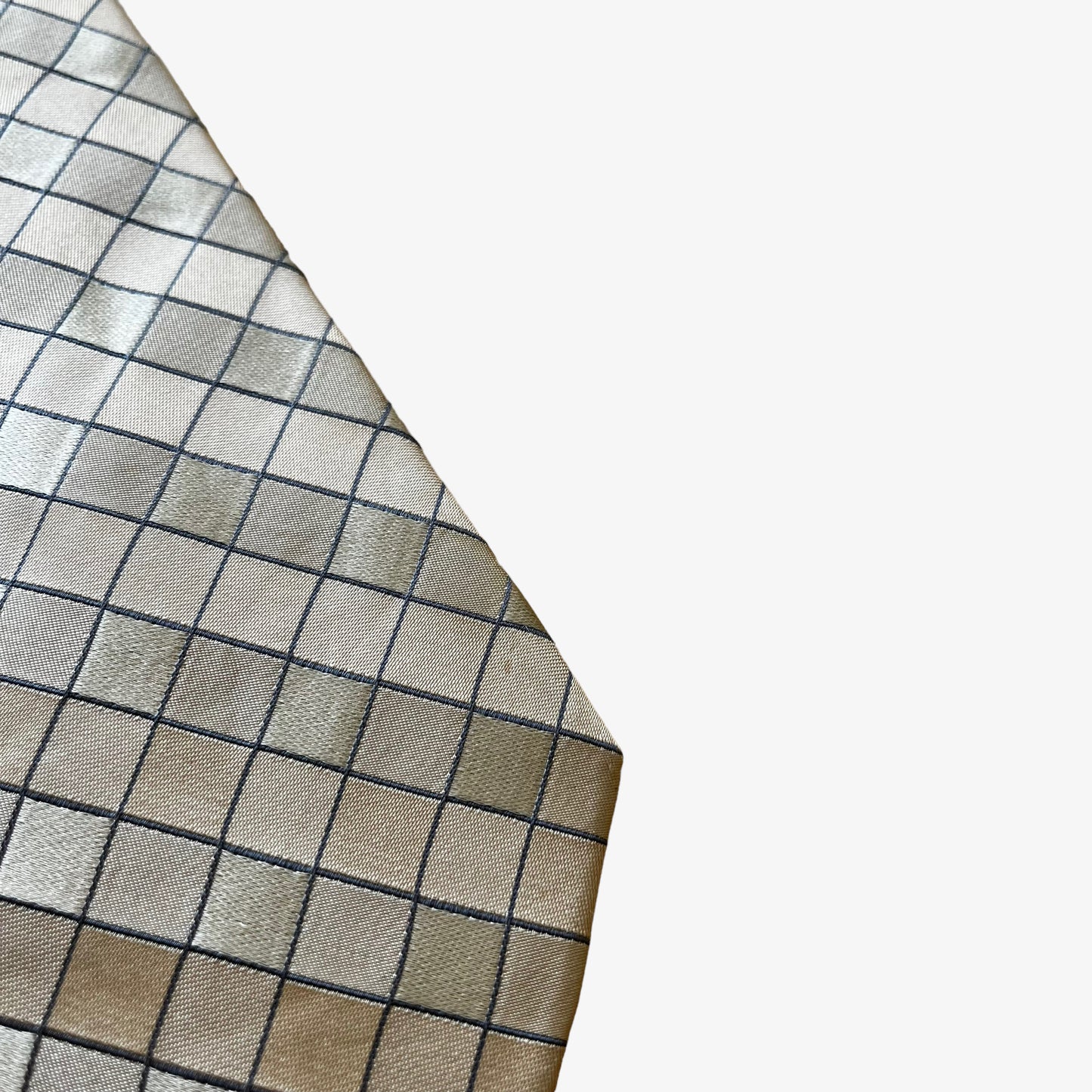 Vintage 90s Hiroko Koshino Homme Gold Check Print Silk Tie Wear - Casspios Dream