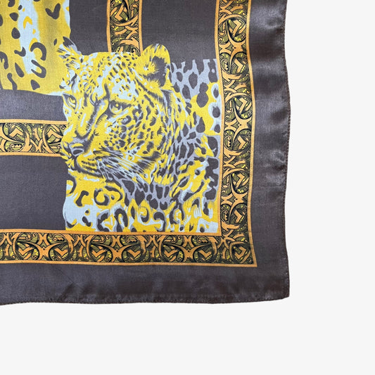 Vintage 90s Leopard Print Brown Polyester Scarf Safari - Casspios Dream