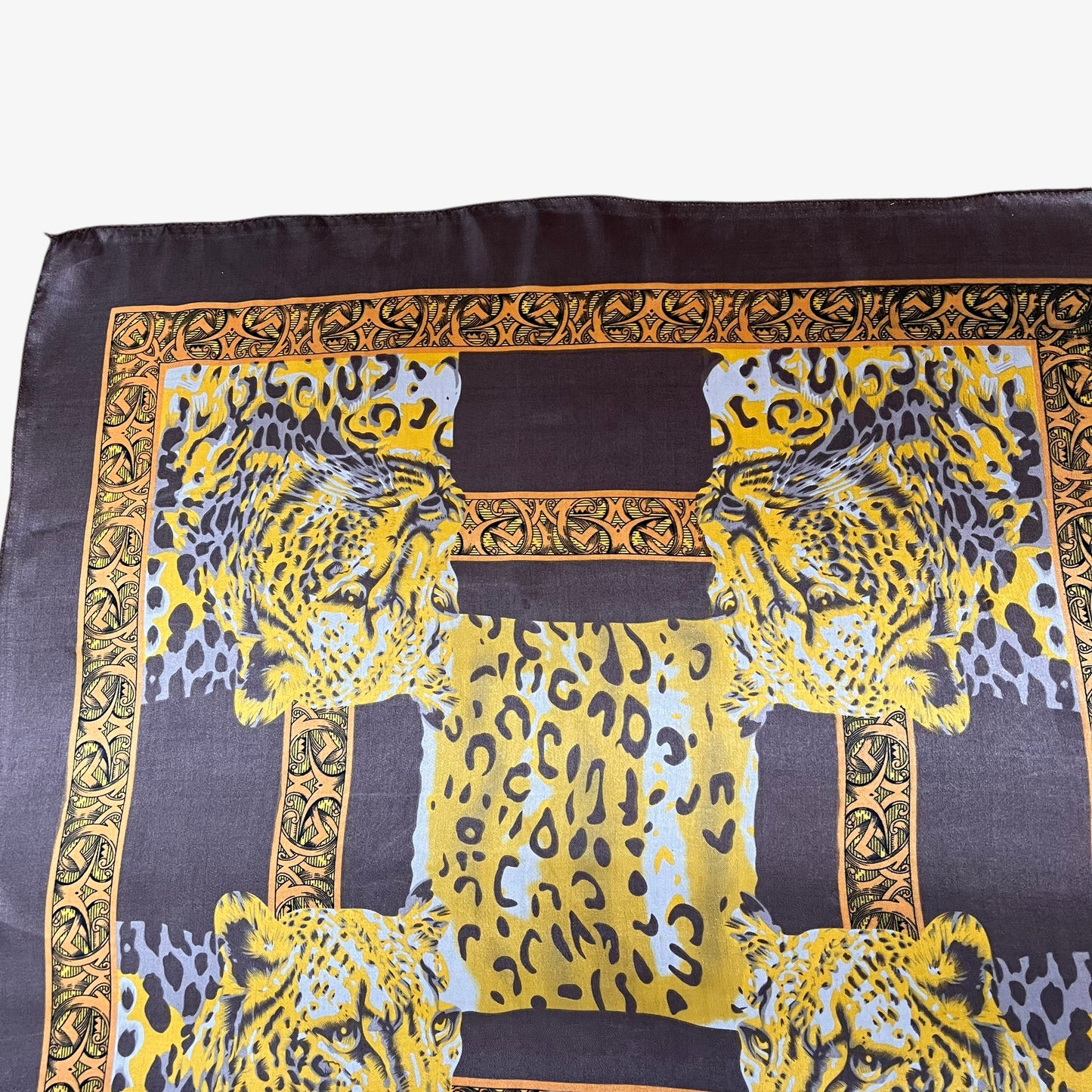 Vintage 90s Leopard Print Brown Polyester Scarf Wear - Casspios Dream