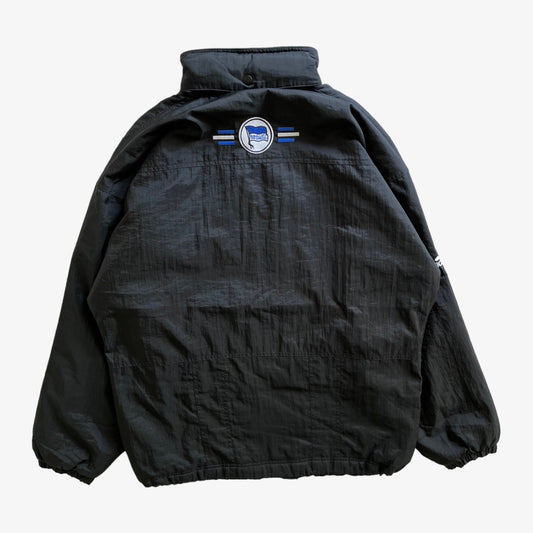 Vintage 90s Mens Adidas HBSC Hertha Berlin Physical Education Department Black Jacket Back - Casspios Dream