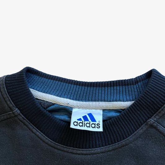 Vintage 90s Mens Adidas Spell Out Navy Sweatshirt Label - Casspios Dream