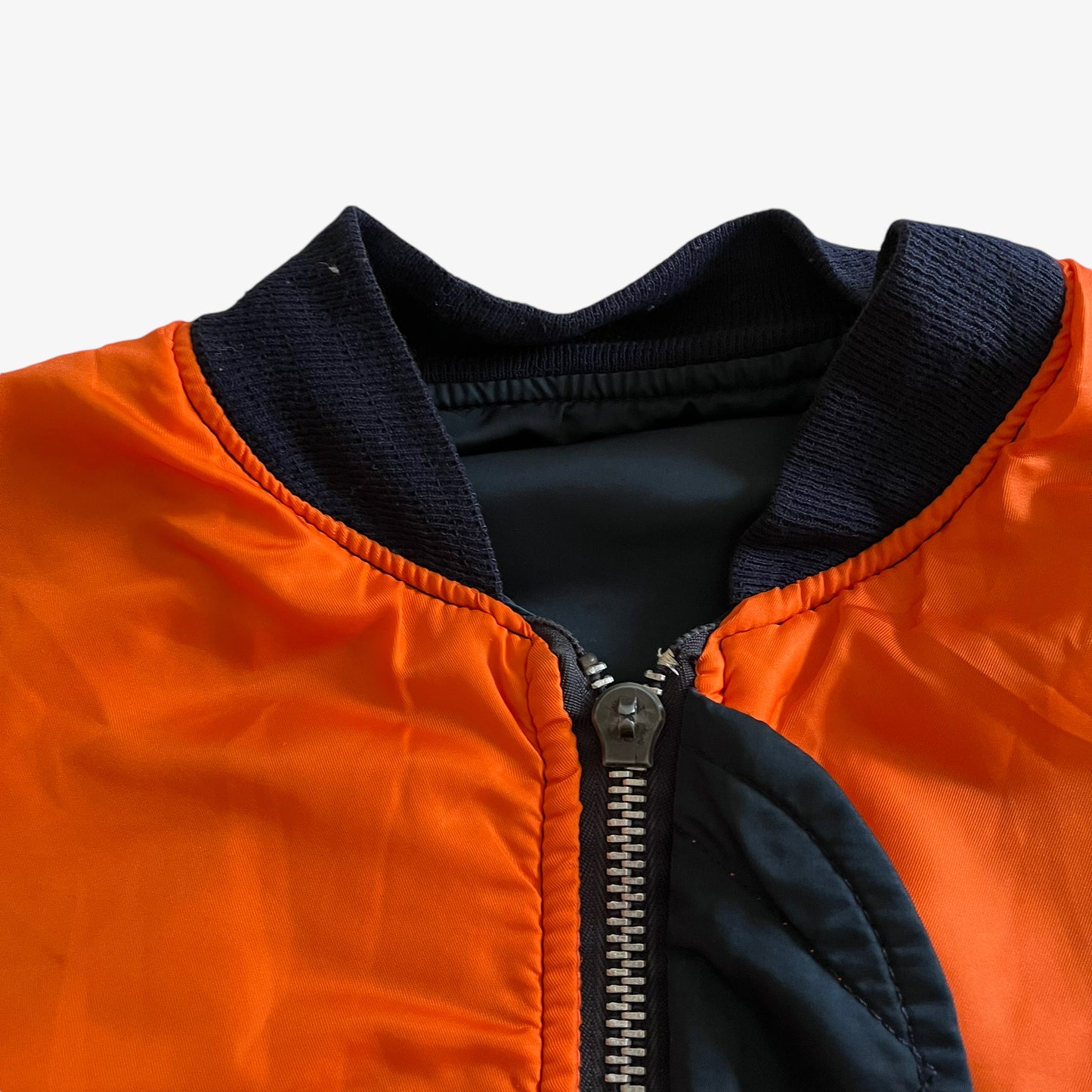 Vintage 90s Mens Alpha Industries Inc MA-1 Reversible Navy Bomber Jacket Zipper - Casspios Dream