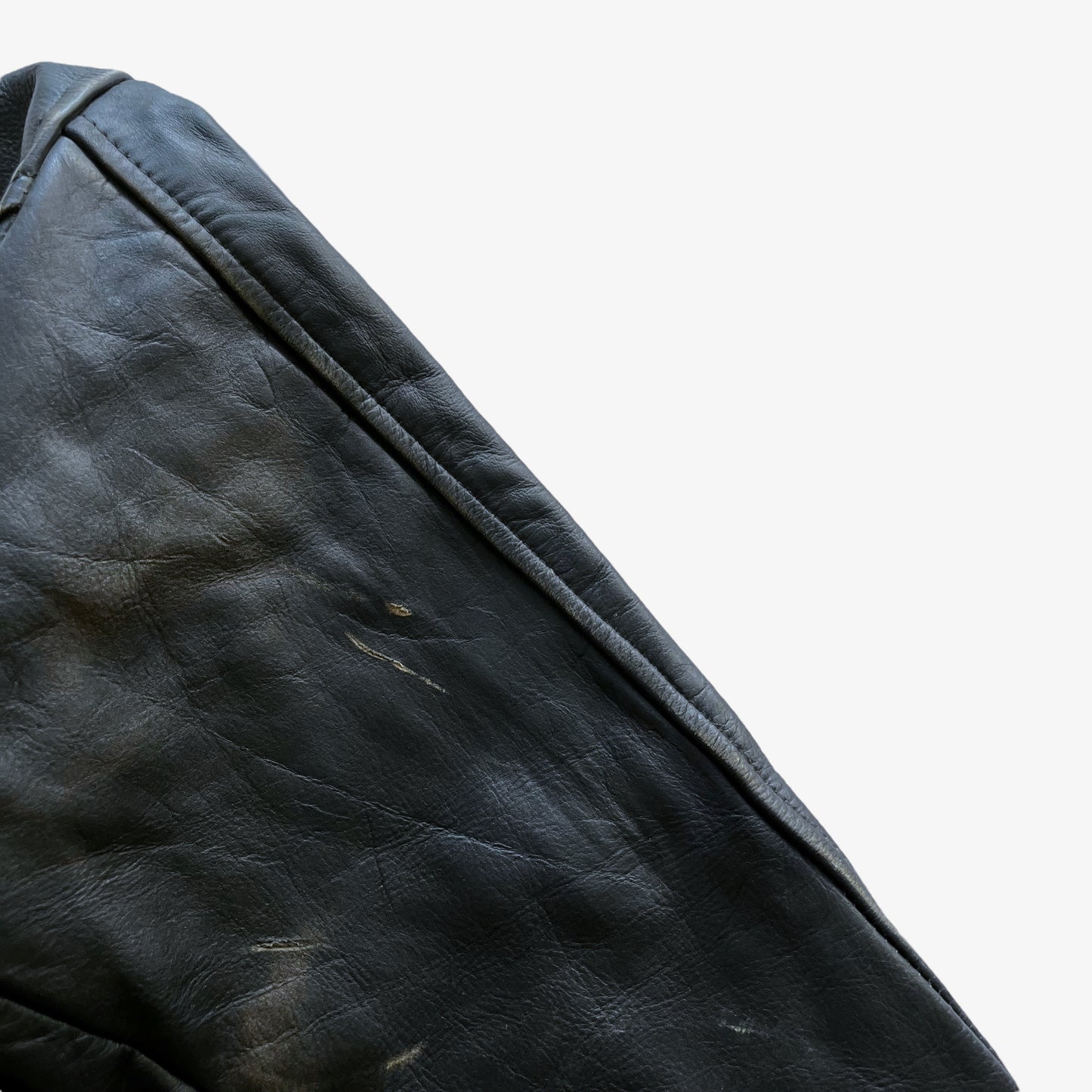 Vintage 90s Mens American Eagle Embossed Black Leather Pilot Jacket Wear - Casspios Dream