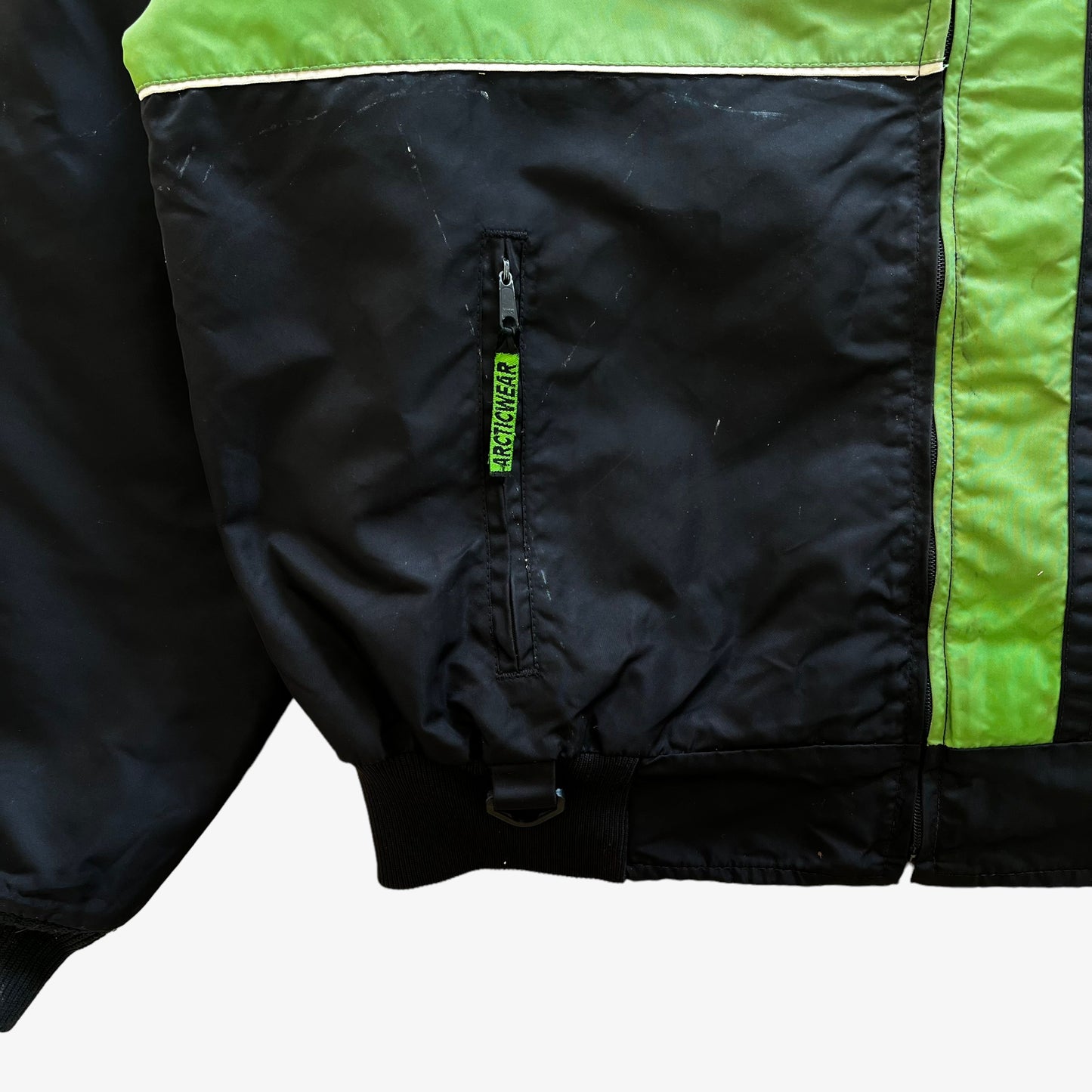 Vintage 90s Mens Artic Cat Racing Team Thinsulate Green & Black Jacket Pocket - Casspios Dream