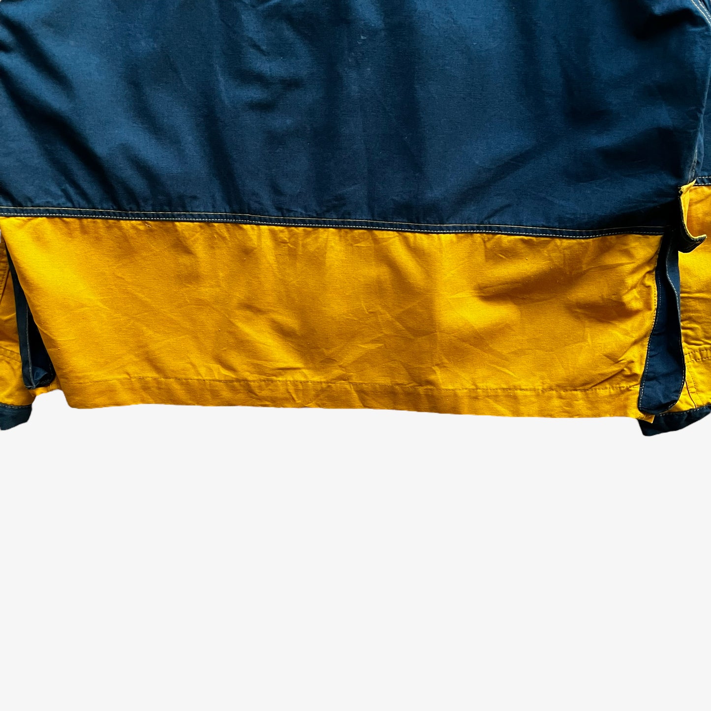 Vintage 90s Mens Berry And Berry Yellow And Blue Striped Jacket With Fishhook Fasteners Back Hem - Casspios Dream