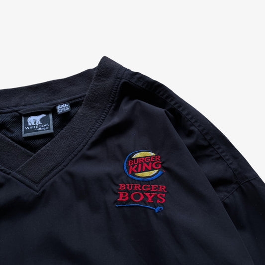 Vintage 90s Mens Burger King Burger Boys V-Neck Pullover Sweatshirt Logo - Casspios Dream