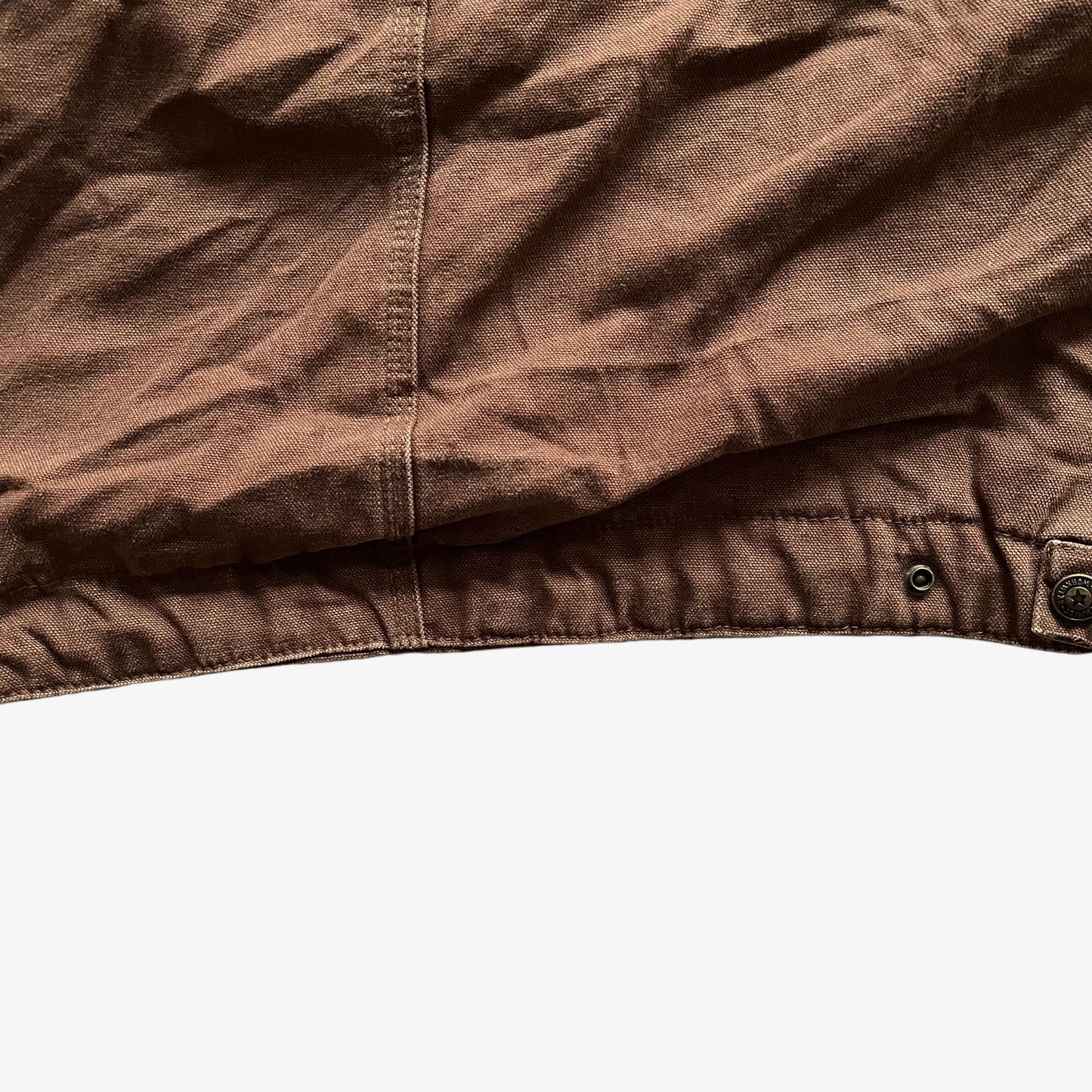 Vintage 90s Mens CE Schmidt Brown Hooded Workwear Jacket Back Hem - Casspios Dream