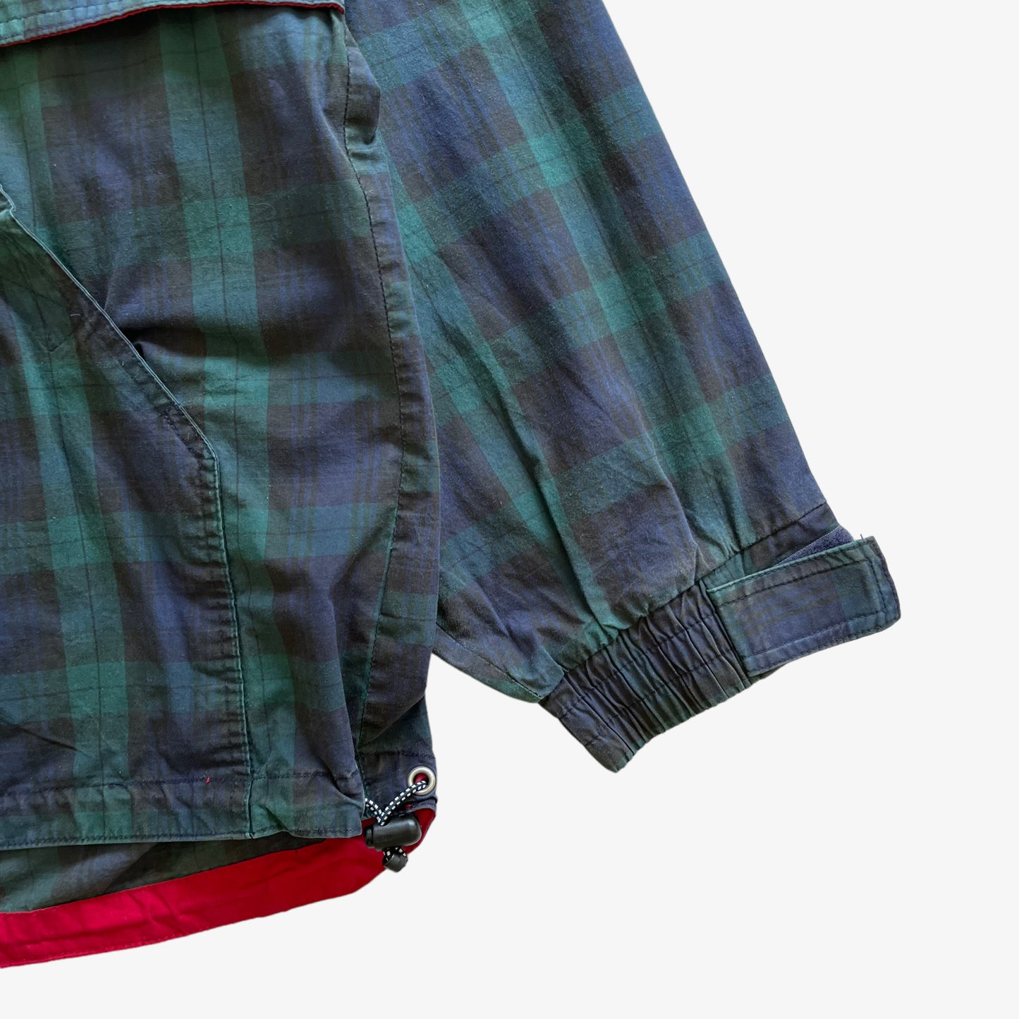 Vintage 90s Mens Chaps Ralph Lauren Green Tartan Quarter Zip Pullover Cuff - Casspios Dream