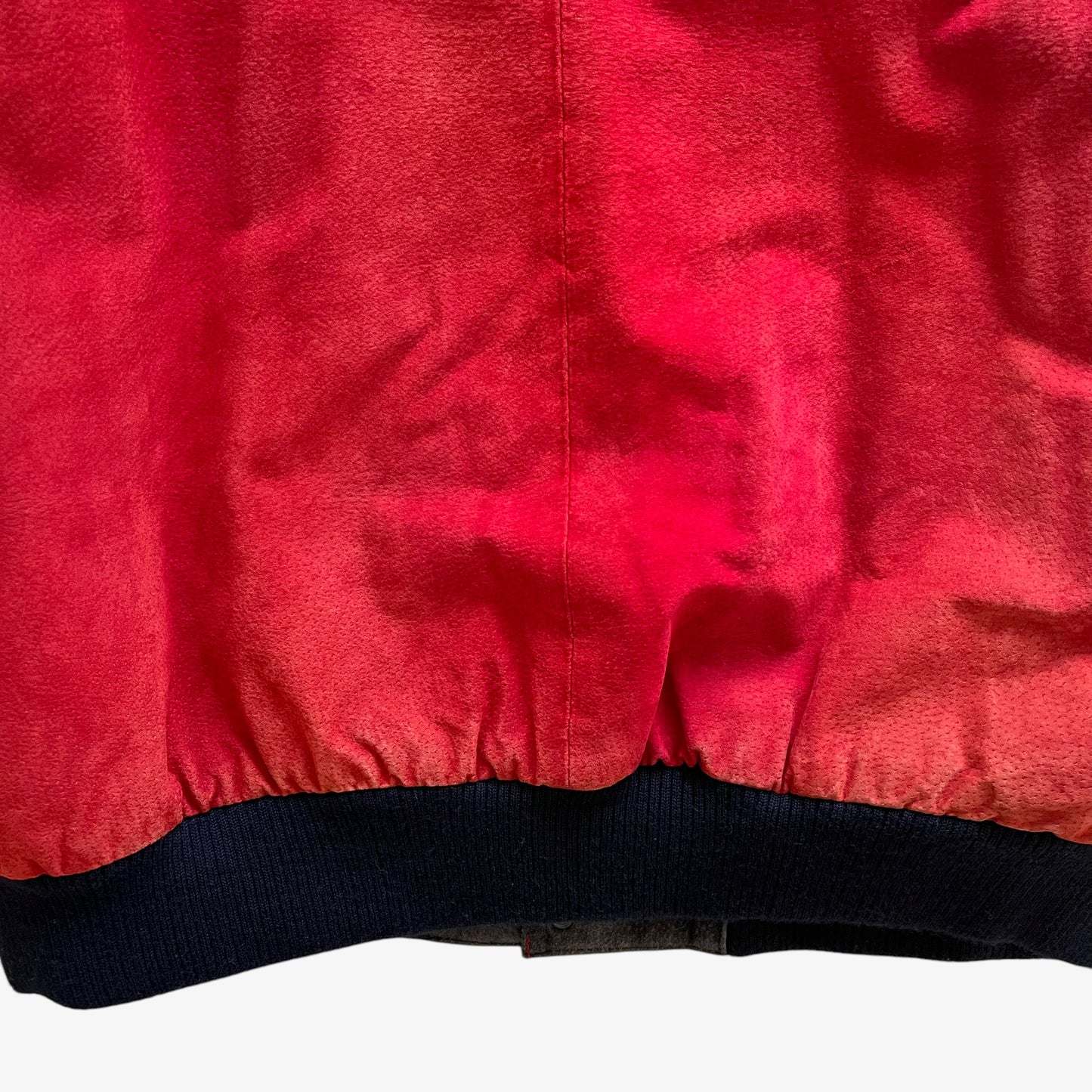 Vintage 90s Mens Chase Authentics Jeff Hamilton Jeff Gordon 24 DuPont Faded Red Leather NASCAR Jacket Back Hem - Casspios Dream