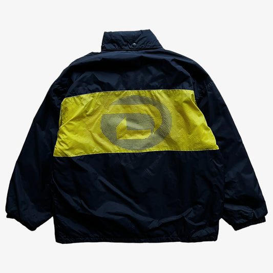 Vintage 90s Mens Diesel Black Windbreaker Jacket With Back Logo Back - Casspios Dream