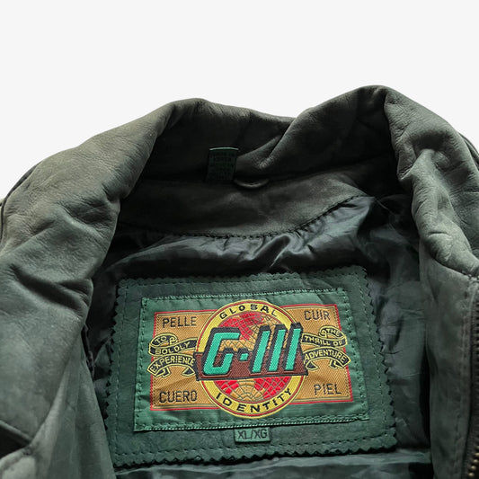Vintage 90s Mens G-III Faded Green Leather Pilot Jacket XS Label - Casspios Dream