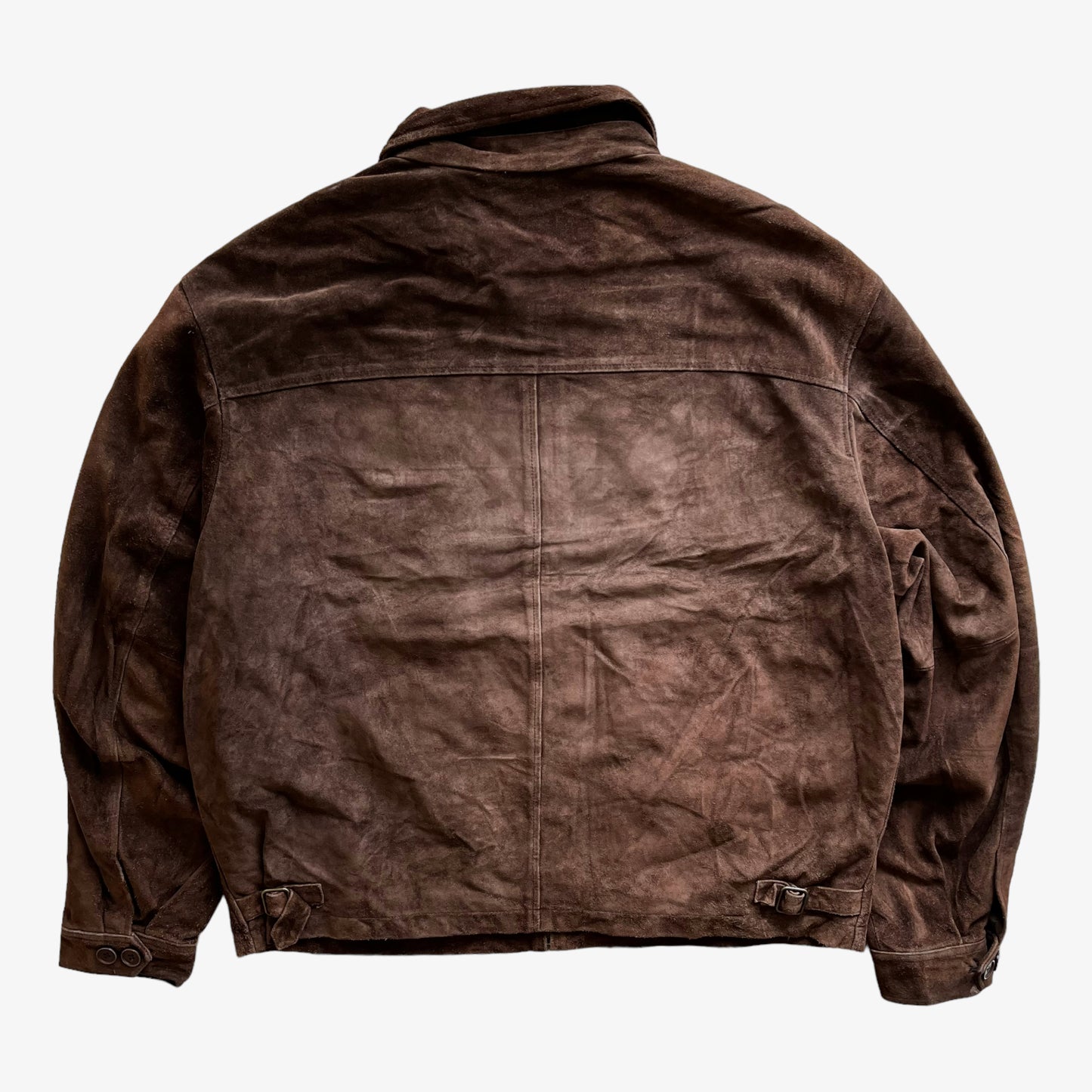 Vintage 90s Mens GAP Brown Leather Driving Jacket Back - Casspios Dream