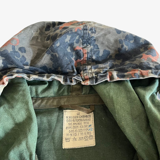 Vintage 90s Mens H.Winnen GMBH Co 1996 Camouflage Hooded Jacket Label - Casspios Dream