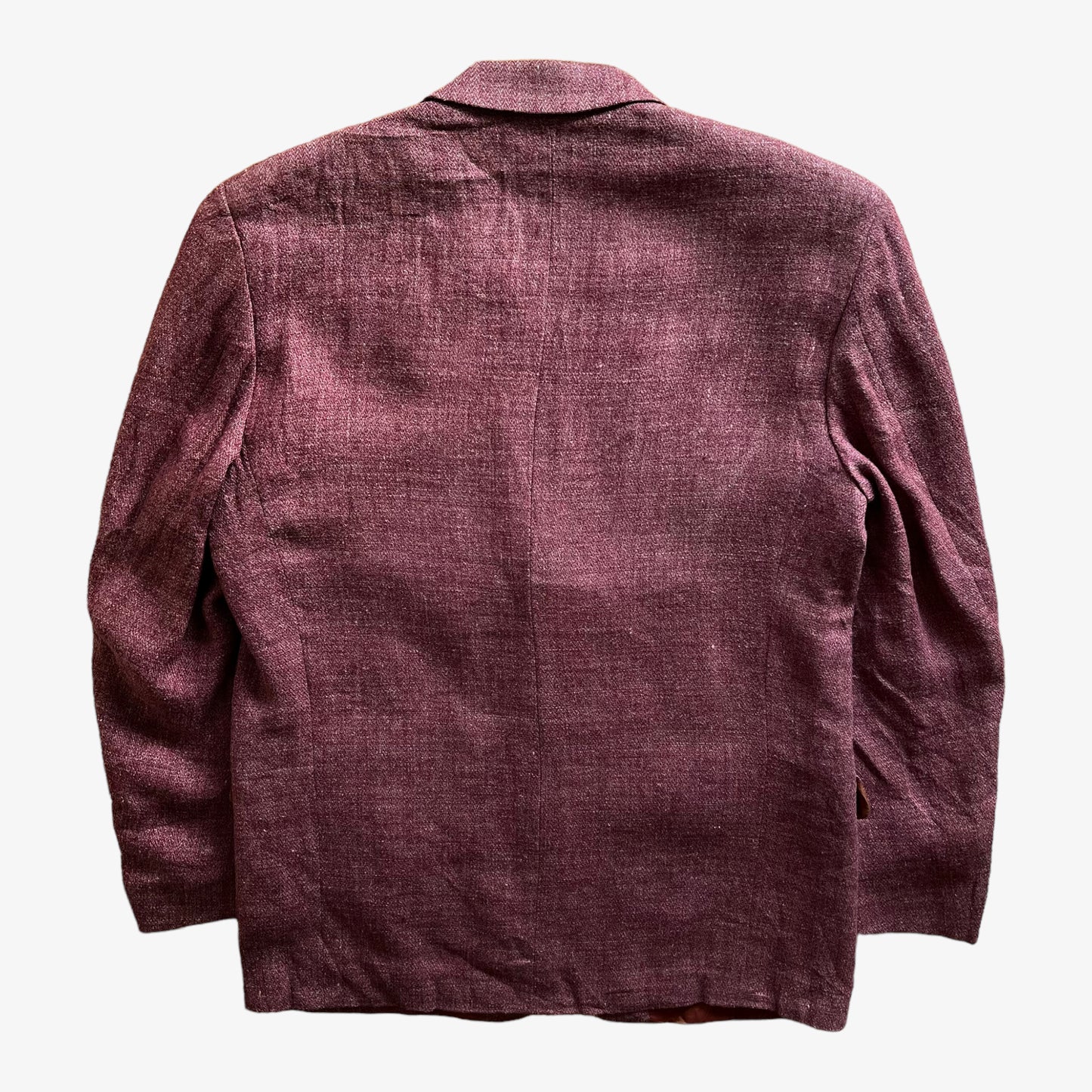 Vintage 90s Mens Kenzo Homme Burgundy Patterned Blazer Back - Casspios Dream