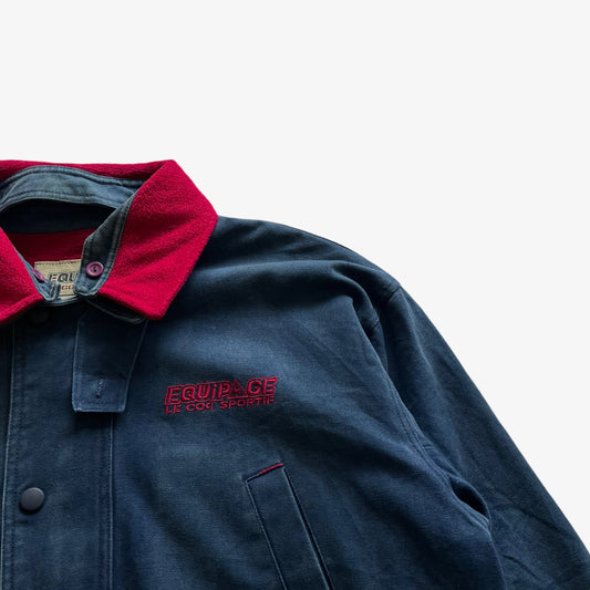 Vintage 90s Mens Le Coq Sportif Equipage Navy Workwear Jacket Logo - Casspios Dream