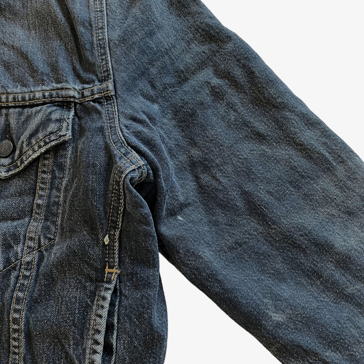Vintage 90s Mens Levis 71550 04 Grey Denim Trucker Jacket With Sherpa Lining Pit - Casspios Dream