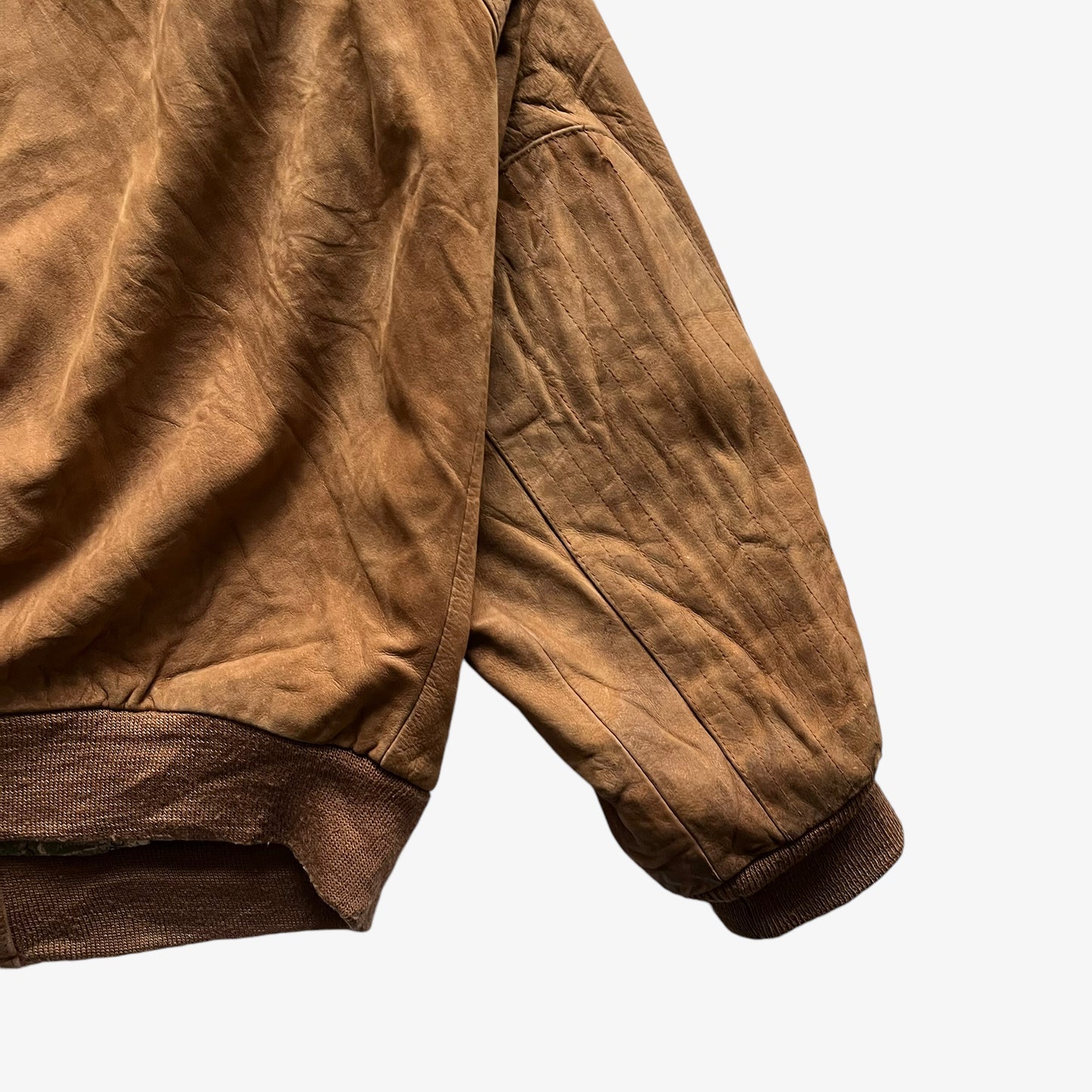 Vintage 90s Mens Marlboro Adventure Team Light Brown Leather Pilot Jacket Arm - Casspios Dream