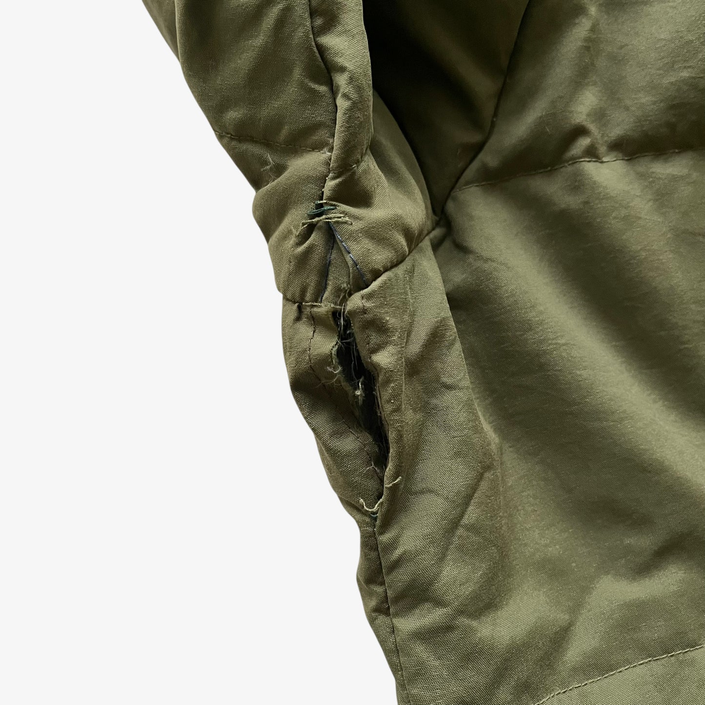 Vintage 90s Mens Marlboro Classics Green Puffer Jacket With Brown Leather Trim Pit - Casspios Dream