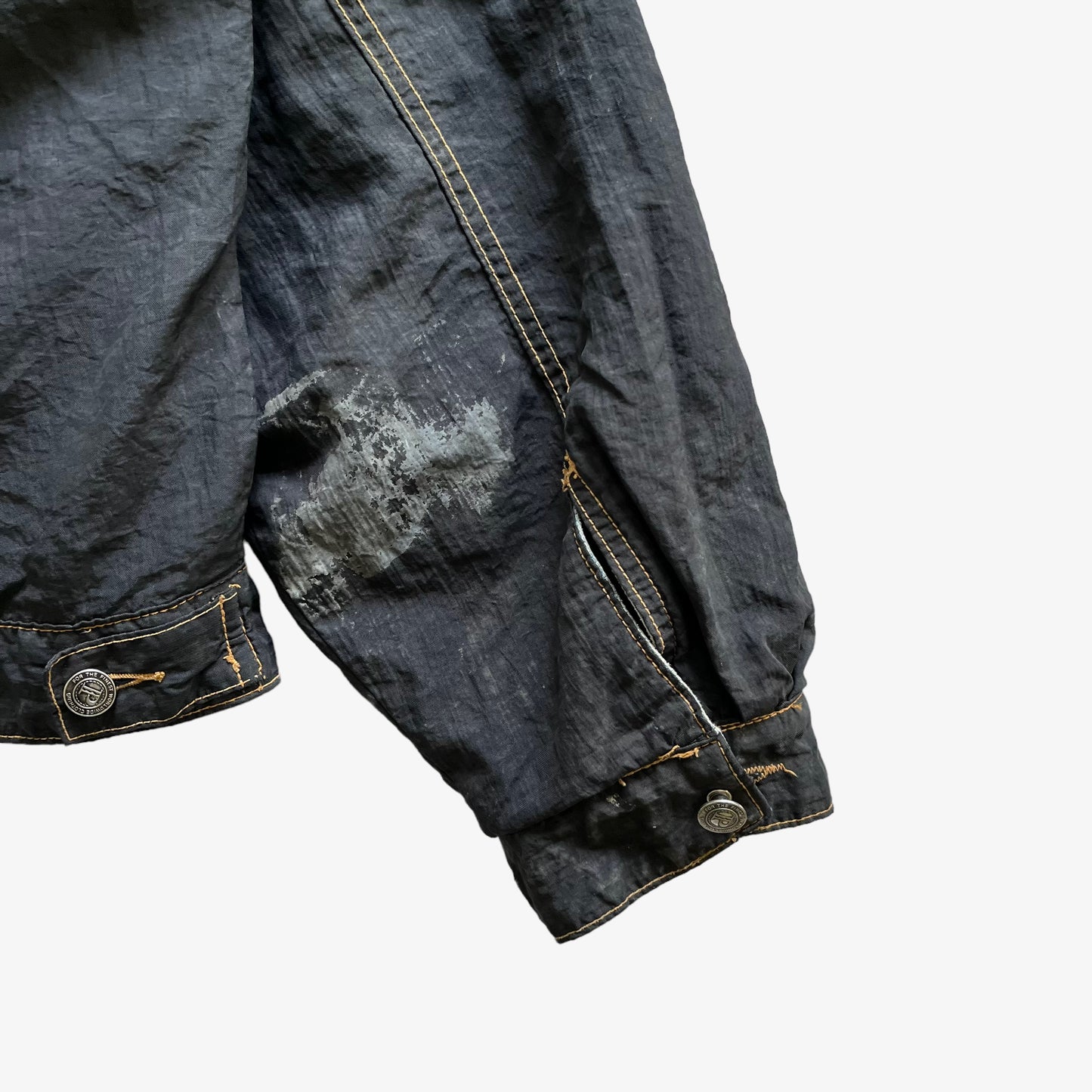 Vintage 90s Mens McColl Reversible Denim Trucker Jacket Cuff Wear - Casspios Dream